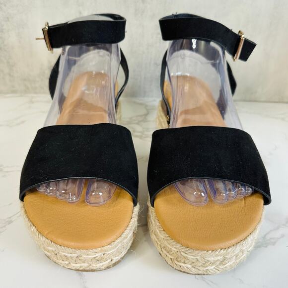 Dream Pairs Maria Sandals Black Beige Women's 9 Platform Espadrilles Strap Wedge - Picture 3 of 8